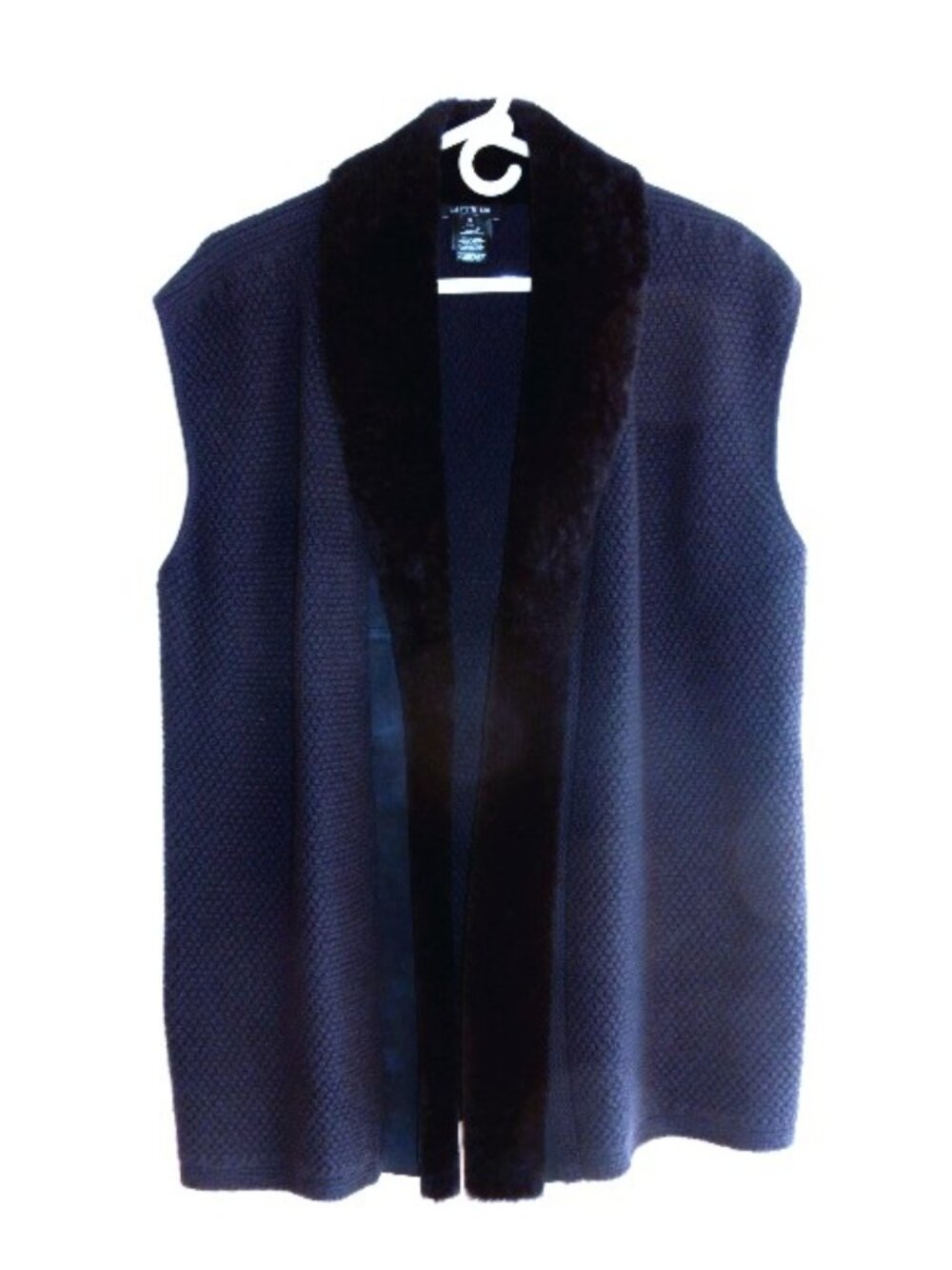Lafayette 148 New York Navy Cashmere / Lamb Shearling Vest in Size XL